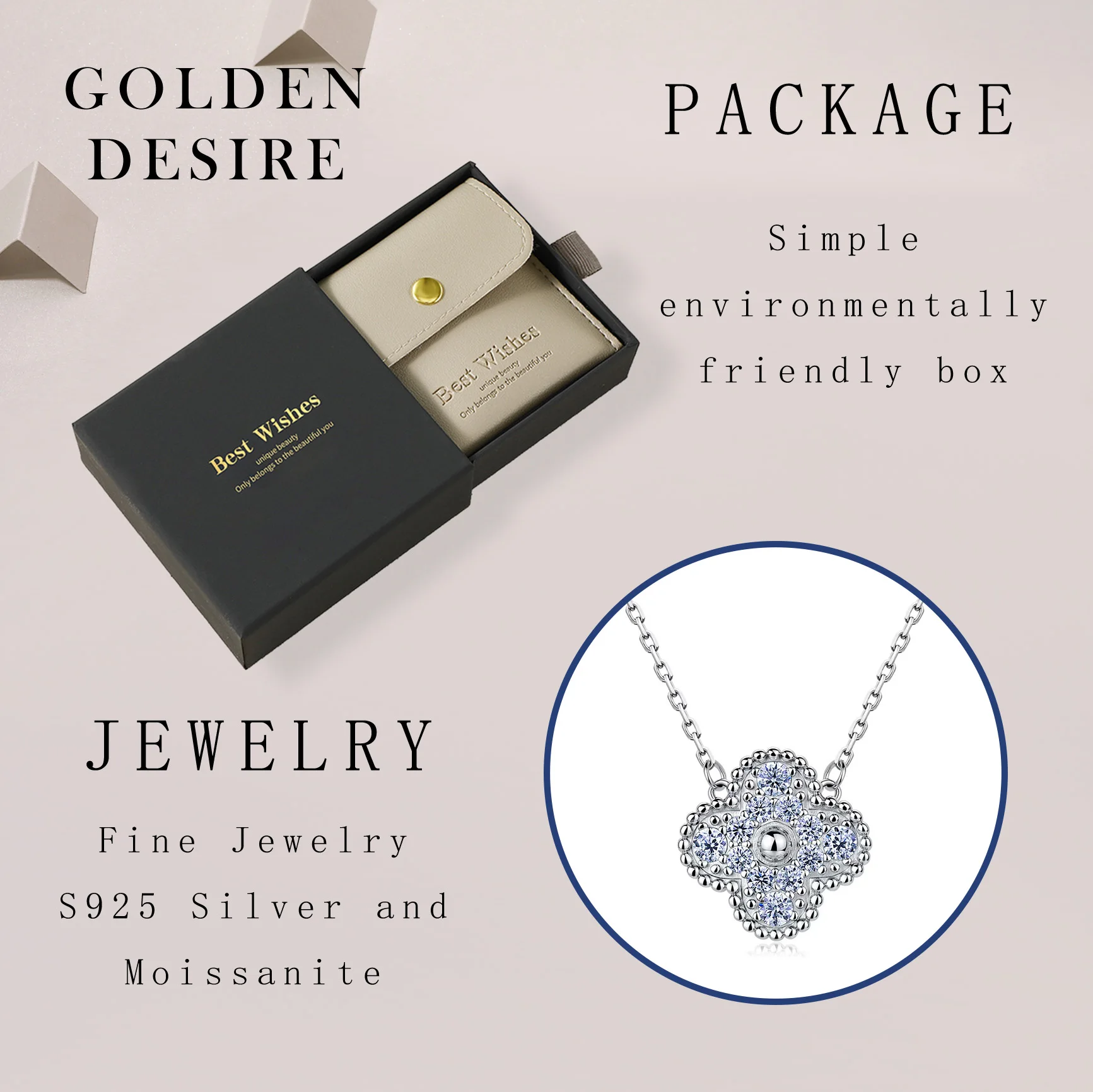 0,5 Karat Moissanit Vierblättriges Kleeblatt Halskette 925 Sterling Silber Vollbesetzter Anhänger Damenschmuck 0,5 Karat Moissanit Vierblättriges Kleeblatt Halskette 925 Sterling Silber Vollbesetzter Anhänger Damenschmuck - Image 7