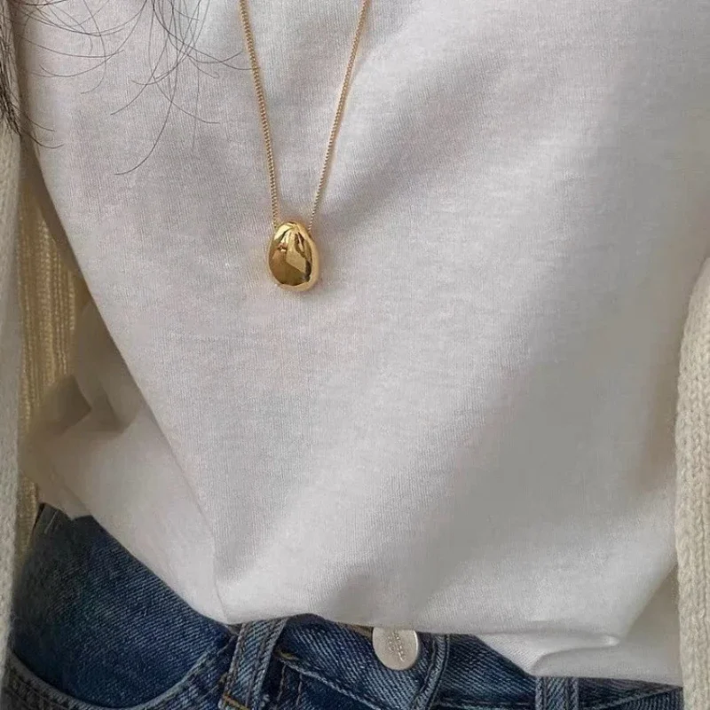 Moderne Schmuck Einfache Zarte Design Glatte Metall Teardrop Anhänger Halskette Für Frauen Weibliche Party Geschenk Dropshipping Moderne Schmuck Einfache Zarte Design Glatte Metall Teardrop Anhänger Halskette Für Frauen Weibliche Party Geschenk Dropshipping - Image 4