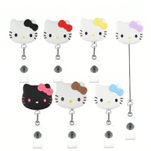 Kawaii Geschenk-Katzen-Ausweishalter mit Glitzer-Effekt und Schlüsselanhänger für Frauen, Studenten und Bürobedarf