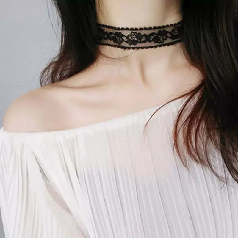 Kurze Spitze Halsband Halskette Für Frauen Mädchen Schwarz Weiß Farbe Mode Romantische Halskette Geschenk Für Party Großhandel Hals Schmuck Kurze Spitze Halsband Halskette Für Frauen Mädchen Schwarz Weiß Farbe Mode Romantische Halskette Geschenk Für Party Großhandel Hals Schmuck - Image 4