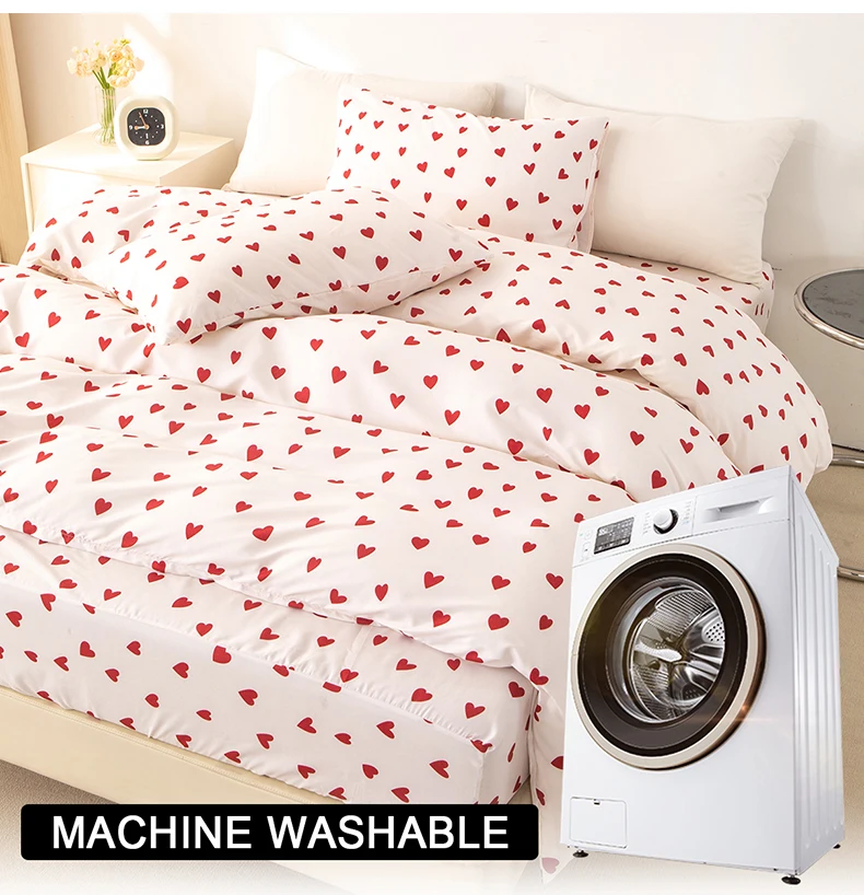3Pcs/Set Small Red Heart Printed Duvet Cover Set(1 Duvet Cover &Amp; 2 Pillowcase)Soft And Skin-Friendly Duvet Cover Bedding Set For 3Pcs/Set Small Red Heart Printed Duvet Cover Set(1 Duvet Cover &Amp; 2 Pillowcase)Soft And Skin-Friendly Duvet Cover Bedding Set For - Image 12