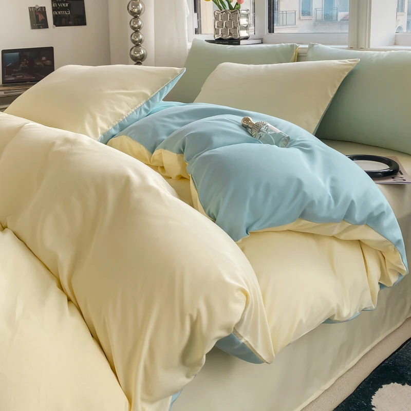 Ins Style Solid Color Duvet Cover Set Washed Cotton Bedclothes Comforter Cover Pillowcase Soft Bedding Sets Quilt Covers 220X240 Ins Style Solid Color Duvet Cover Set Washed Cotton Bedclothes Comforter Cover Pillowcase Soft Bedding Sets Quilt Covers 220X240 - Image 17