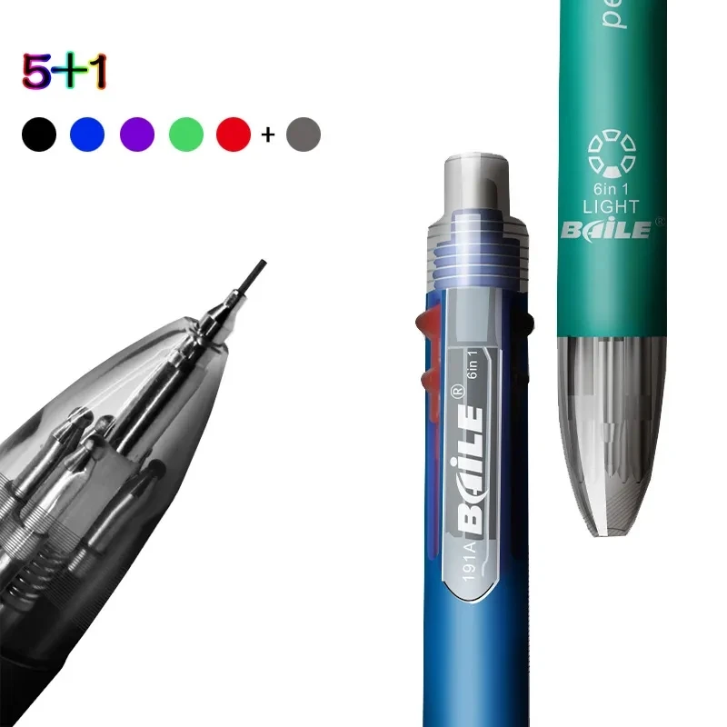 6-In-1 Mehrfarbige Kugelschreiber, 5 Farben, Kugelschreiber, 1, Automatischer Bleistift Mit Radiergummi Für Schule, Büro, Schreibbedarf, Schreibwaren 6-In-1 Mehrfarbige Kugelschreiber, 5 Farben, Kugelschreiber, 1, Automatischer Bleistift Mit Radiergummi Für Schule, Büro, Schreibbedarf, Schreibwaren