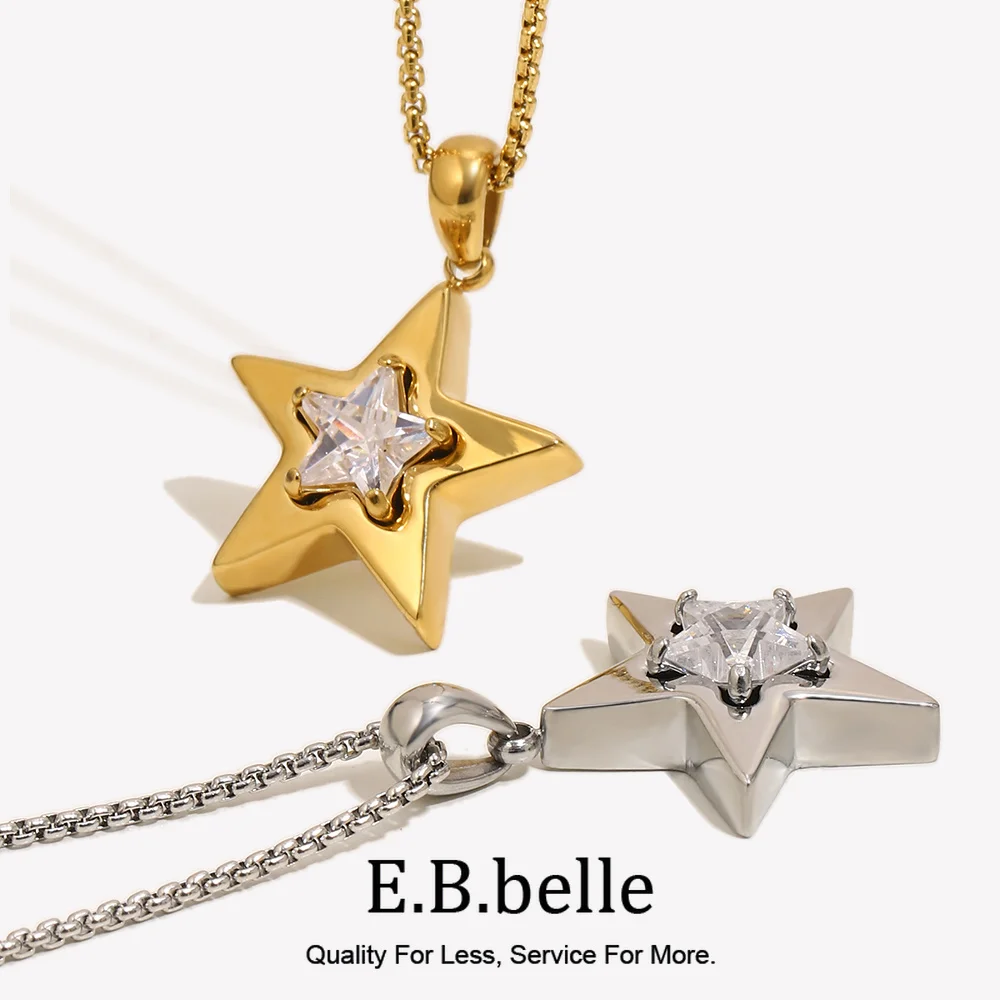 E.b.belle Halskette Mit Wassertropfen-Zirkon-Anhänger Für Damen, 18 Karat Vergoldete Edelstahl-Halsketten, Eleganter Damenschmuck, Geschenk E.b.belle Halskette Mit Wassertropfen-Zirkon-Anhänger Für Damen, 18 Karat Vergoldete Edelstahl-Halsketten, Eleganter Damenschmuck, Geschenk