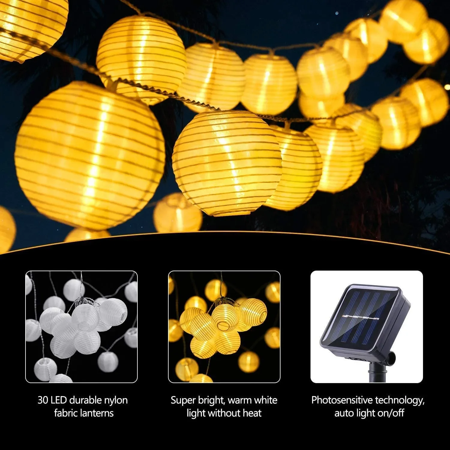 Led Solar Licht Wasserdichte Laterne Lichterkette Solar Power Lampe Für Outdoor Girlande Terrasse Garten Licht Dekor Led Solar Licht Wasserdichte Laterne Lichterkette Solar Power Lampe Für Outdoor Girlande Terrasse Garten Licht Dekor - Image 2