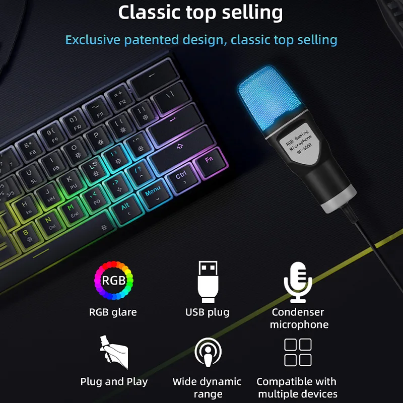 Usb-Gaming-Mikrofon Mit Rgb-Beleuchtung – Kabelgebundenes Kondensatormikrofon Für Podcast, Studio, Streaming, Laptop &Amp; Pc Usb-Gaming-Mikrofon Mit Rgb-Beleuchtung – Kabelgebundenes Kondensatormikrofon Für Podcast, Studio, Streaming, Laptop &Amp; Pc - Image 5