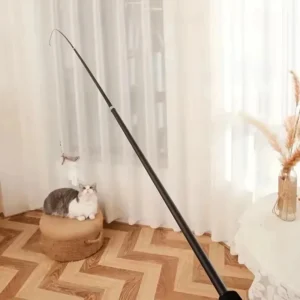 Ausziehbares Katzenspielzeug mit langer Stange, künstliche Federn, interaktiver Teaser-Stab, Katzenbedarf