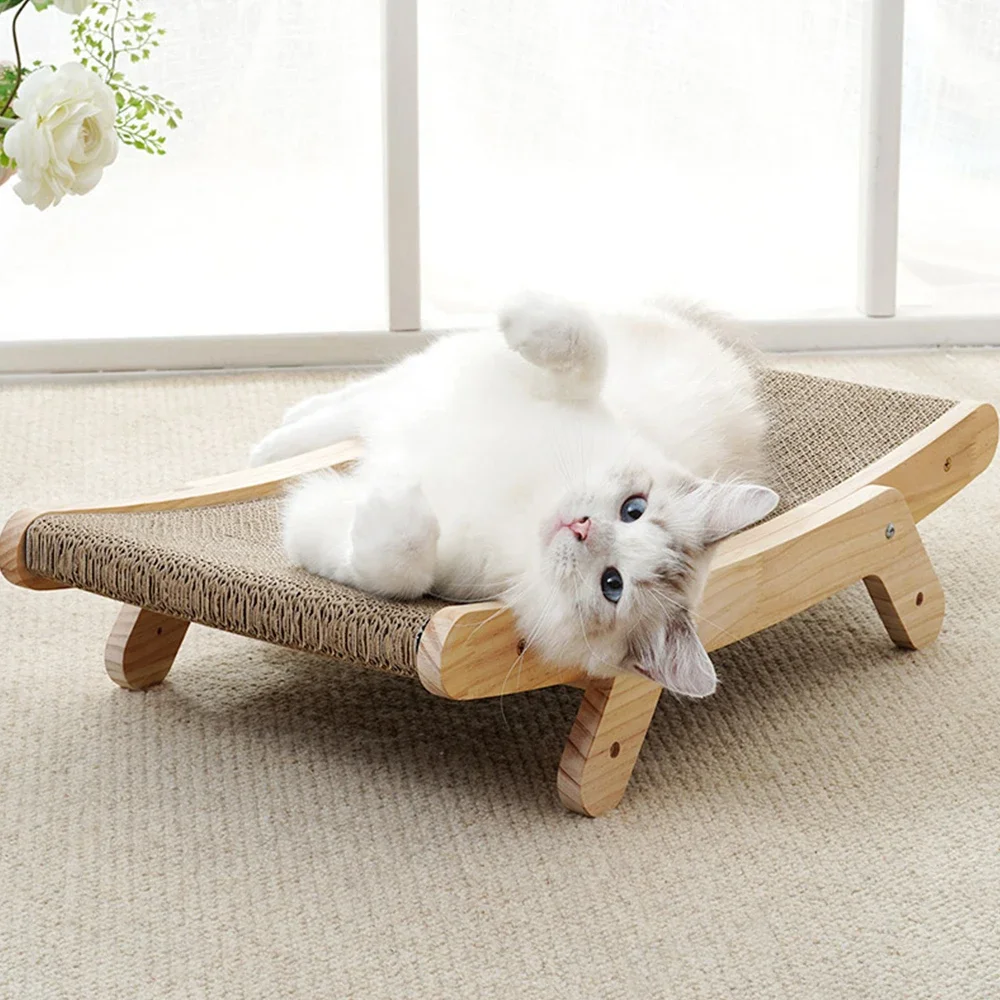 Cat Scratcher Cardboard With Solid Wooden Frame Kitten Scrapers Scratching Bed Reversible Pet Furniture For Cats 5 In 1 Toys Cat Scratcher Cardboard With Solid Wooden Frame Kitten Scrapers Scratching Bed Reversible Pet Furniture For Cats 5 In 1 Toys - Image 6