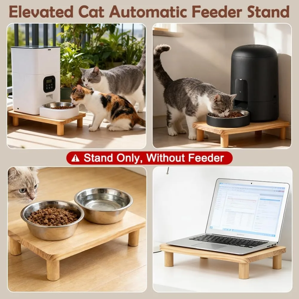 Cat Food Stand For Automatic Feeder&Amp;Tradition Bowls,Elevated Cat Food Table Station,Relieves Spine And Joints Noticeably On Pets Cat Food Stand For Automatic Feeder&Amp;Tradition Bowls,Elevated Cat Food Table Station,Relieves Spine And Joints Noticeably On Pets - Image 3