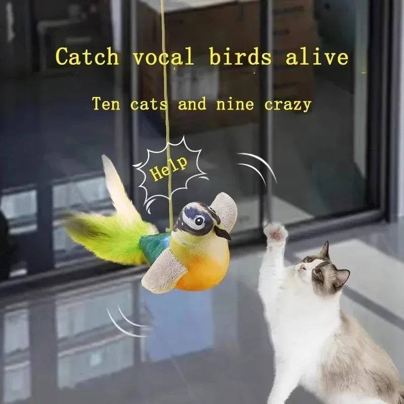 Katzenspielzeug Mit Vogelgeräuschen Zur Unterhaltung, Elastisches Seil Zur Langeweile-Bekämpfung Und Zum Schutz Vor Kratzen Und Beißen Katzenspielzeug Mit Vogelgeräuschen Zur Unterhaltung, Elastisches Seil Zur Langeweile-Bekämpfung Und Zum Schutz Vor Kratzen Und Beißen - Image 2