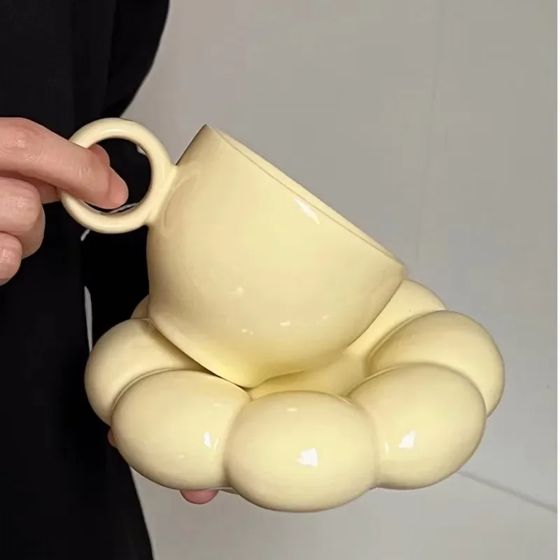 Keramik Wolke Kaffee Becher Sets Kreative Blumen Untertasse Becher Exquisite Büro Nachmittag Tee Tassen Küche Drink Hause Zubehör Keramik Wolke Kaffee Becher Sets Kreative Blumen Untertasse Becher Exquisite Büro Nachmittag Tee Tassen Küche Drink Hause Zubehör - Image 3