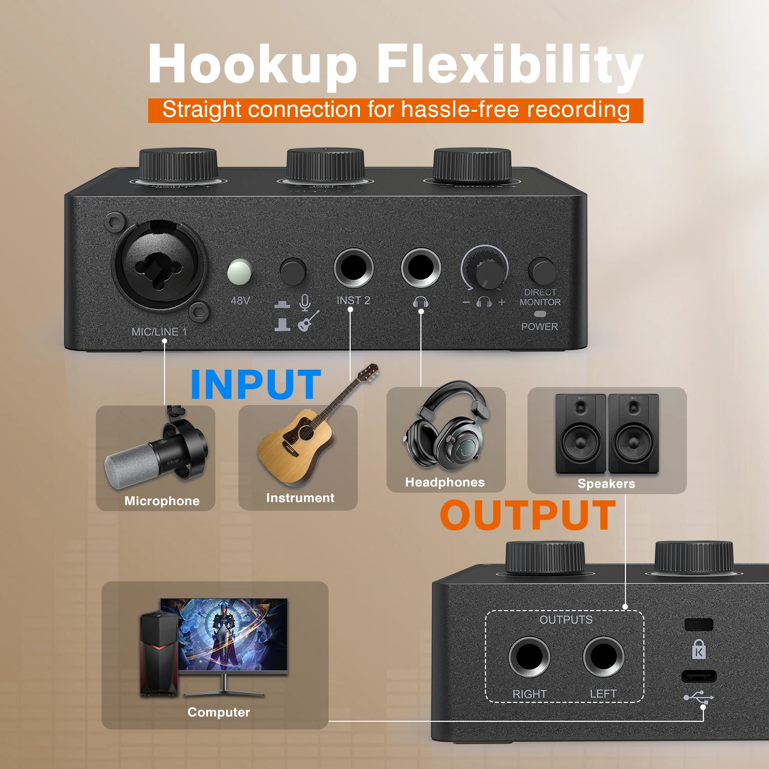 Fifine Ampli1 Audio-Interface Für Xlr-Mikrofon – Tonmischer Mit Gain-Regler &Amp; 48V Phantomspeisung Für Podcast Fifine Ampli1 Audio-Interface Für Xlr-Mikrofon – Tonmischer Mit Gain-Regler &Amp; 48V Phantomspeisung Für Podcast - Image 6