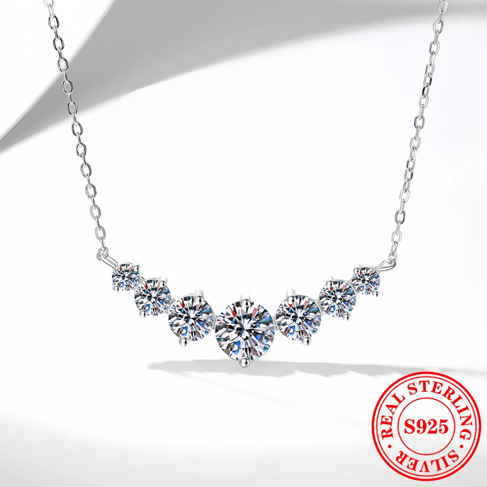 Halskette Aus 925Er-Sterlingsilber, 5A-Zirkon, Modisch Für Damen, Hochzeit, Schmuck, Verlobung, Charm, Party, Geschenk, Feine Kette Halskette Aus 925Er-Sterlingsilber, 5A-Zirkon, Modisch Für Damen, Hochzeit, Schmuck, Verlobung, Charm, Party, Geschenk, Feine Kette