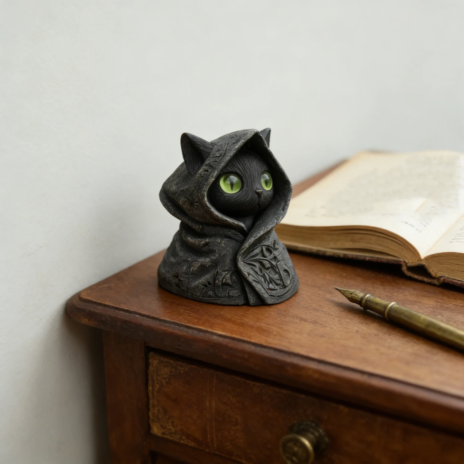 Cat Statue Home Decor Hooded Cat Figurine Tabletop Decoration Mystical Ornament Desk Accent Dark Cat Sculpture Resin Craft Cat Statue Home Decor Hooded Cat Figurine Tabletop Decoration Mystical Ornament Desk Accent Dark Cat Sculpture Resin Craft - Image 3