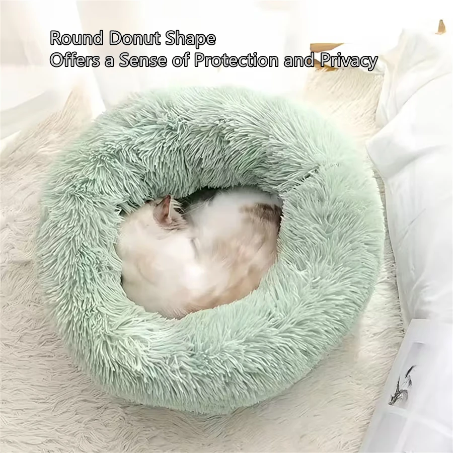Soft Pet Cat Bed Pad Plush Warm Faux Fur Dog Calm Bed Donut Round Bed Comfortable Sleeping Washable For Small Medium Dog And Cat Soft Pet Cat Bed Pad Plush Warm Faux Fur Dog Calm Bed Donut Round Bed Comfortable Sleeping Washable For Small Medium Dog And Cat - Image 4