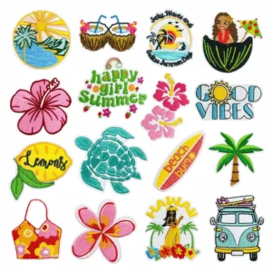 Sommer Hot Hawaii Strand Blume Sonne Bus Eisen-auf Nähen Stickerei Abzeichen Patches DIY T-shirt Hut Rucksack Kleidung Applikationen aufkleber
