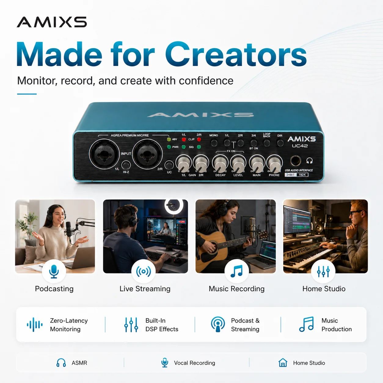 Amixs Uc42 Audio Interface Usb – Externe Soundkarte Für Pc-Aufnahmen, Audioausrüstung &Amp; Professionelle Videoanwendungen Amixs Uc42 Audio Interface Usb – Externe Soundkarte Für Pc-Aufnahmen, Audioausrüstung &Amp; Professionelle Videoanwendungen - Image 3