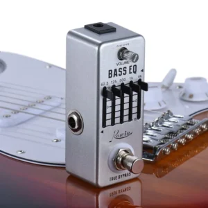 Rowin Bass Equalizer Pedale Gitarreneffektpedale mit 5-Band-Grafik, Mini-Metallgehäuse True Bypass EQ Silber