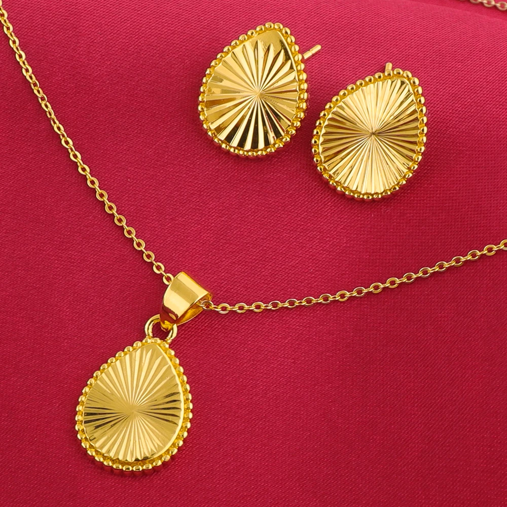 Vintage-Halsketten Für Damen, Goldfarben, Edelstahl-Anhänger, Ovale Halskette, Ohrringe, Ästhetischer Hochzeitsschmuck, Sommer-Schmuck, Geschenk Für Beste Freundinnen Vintage-Halsketten Für Damen, Goldfarben, Edelstahl-Anhänger, Ovale Halskette, Ohrringe, Ästhetischer Hochzeitsschmuck, Sommer-Schmuck, Geschenk Für Beste Freundinnen - Image 7