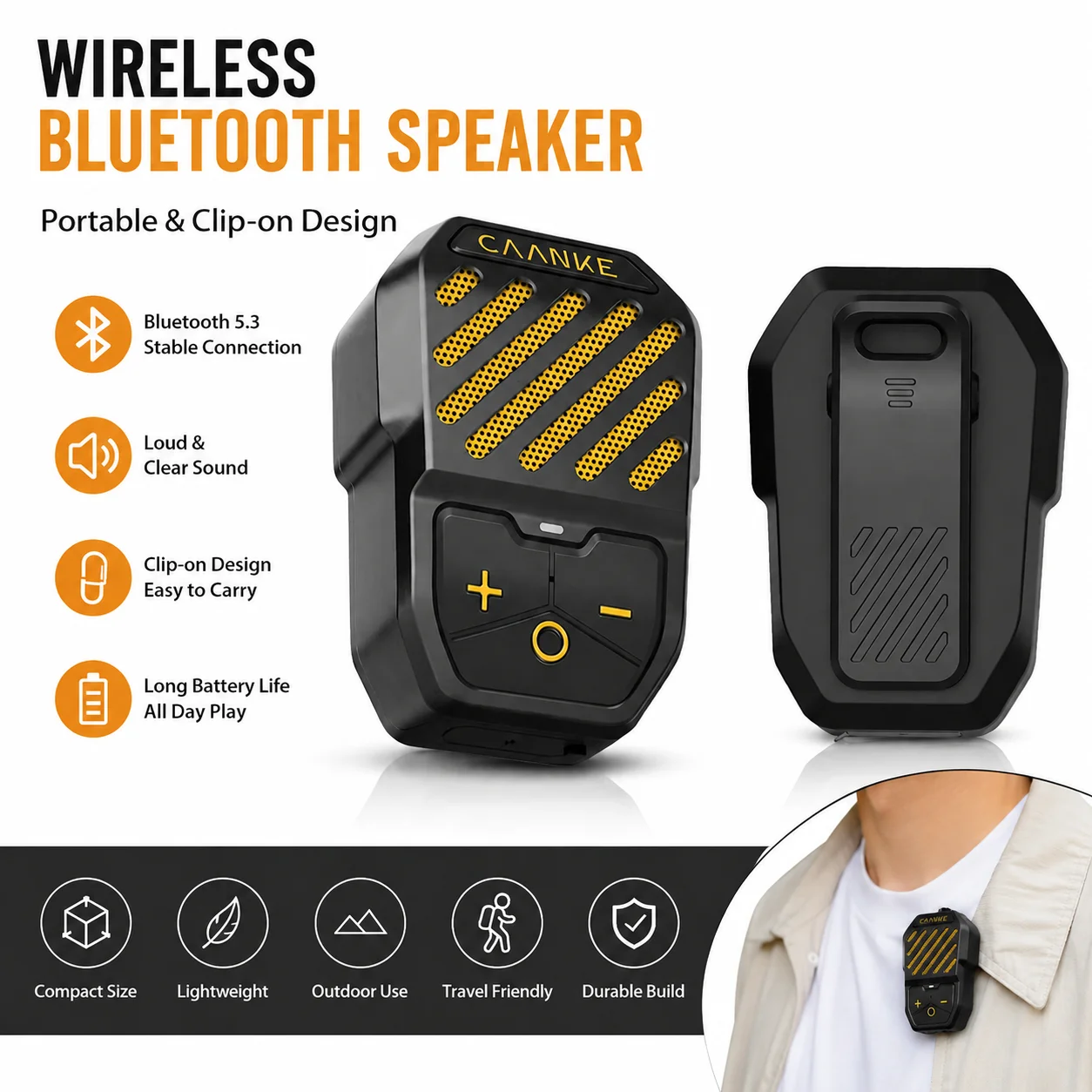 Tragbarer Bluetooth-Lautsprecher Für Outdoor – Ipx5 Wasserdicht, Bluetooth 5.3, Tws, Magnetclip Für Sport &Amp; Unterwegs Bluetooth Lautsprecher