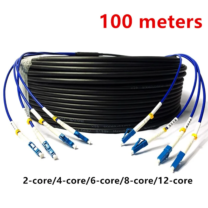 100 M Lc-Lc Glasfaserkabel Singlemode – Gepanzertes Gyxtw-Außenkabel Mit 4/6/8/12 Kernen Für Outdoor-Netzwerke Lc-Lc Glasfaserkabel