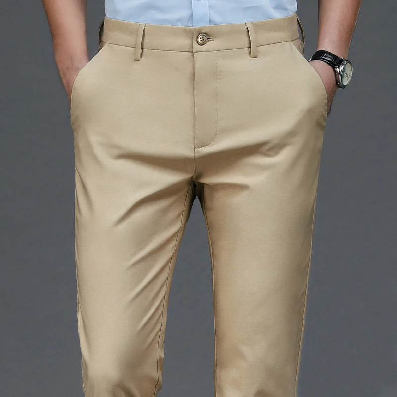 Männliche Hosen Stretch Solid Black Smart Casual Männer Hosen Büro Schnelle Trockene Anzug Hosen Neue Frühling Herbst Koreanische Gerade Hosen Männliche Hosen Stretch Solid Black Smart Casual Männer Hosen Büro Schnelle Trockene Anzug Hosen Neue Frühling Herbst Koreanische Gerade Hosen - Image 2
