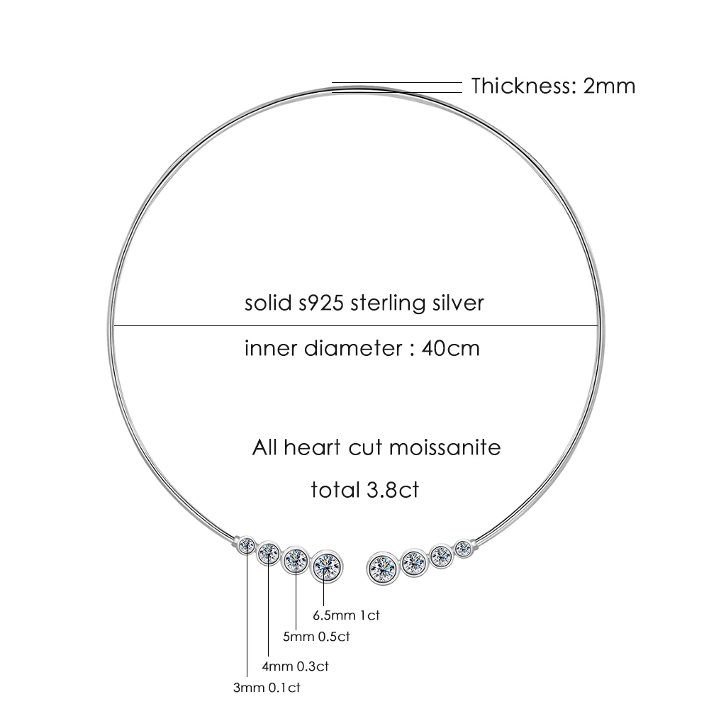 Knobspin D Vvs1 Moissanit-Diamant Offene Choker-Halskette Aus Massivem 925Er Silber Mit Birnen-/Herzschliff-Diamanten, Manschetten-Halsketten Für Damen Knobspin D Vvs1 Moissanit-Diamant Offene Choker-Halskette Aus Massivem 925Er Silber Mit Birnen-/Herzschliff-Diamanten, Manschetten-Halsketten Für Damen - Image 8