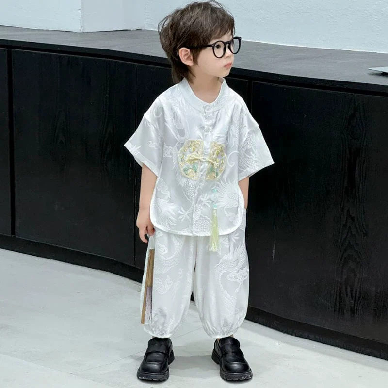 Fashion Baby Tang Costume Tops Pants Two-Piece Set Boy Outfit Casual Children'S Sets Summer Tweens Boys Hanfu Suit Kids Clothing Fashion Baby Tang Costume Tops Pants Two-Piece Set Boy Outfit Casual Children'S Sets Summer Tweens Boys Hanfu Suit Kids Clothing - Image 19