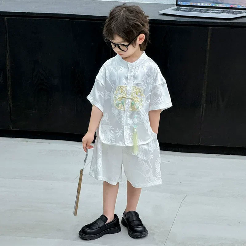 Fashion Baby Tang Costume Tops Pants Two-Piece Set Boy Outfit Casual Children'S Sets Summer Tweens Boys Hanfu Suit Kids Clothing Fashion Baby Tang Costume Tops Pants Two-Piece Set Boy Outfit Casual Children'S Sets Summer Tweens Boys Hanfu Suit Kids Clothing - Image 22