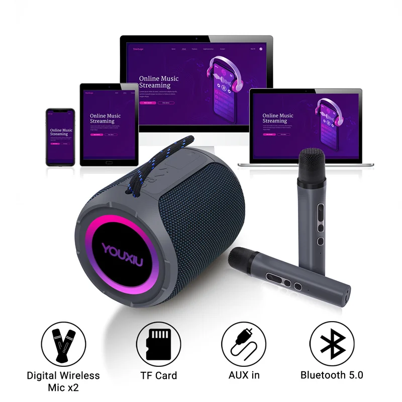 40 W Tragbarer Bluetooth-Lautsprecher – 360° Stereo-Subwoofer, Ipx7 Wasserdicht, Mit Licht Und Zwei Mikrofonen Für Karaoke 40 W Tragbarer Bluetooth-Lautsprecher – 360° Stereo-Subwoofer, Ipx7 Wasserdicht, Mit Licht Und Zwei Mikrofonen Für Karaoke - Image 3