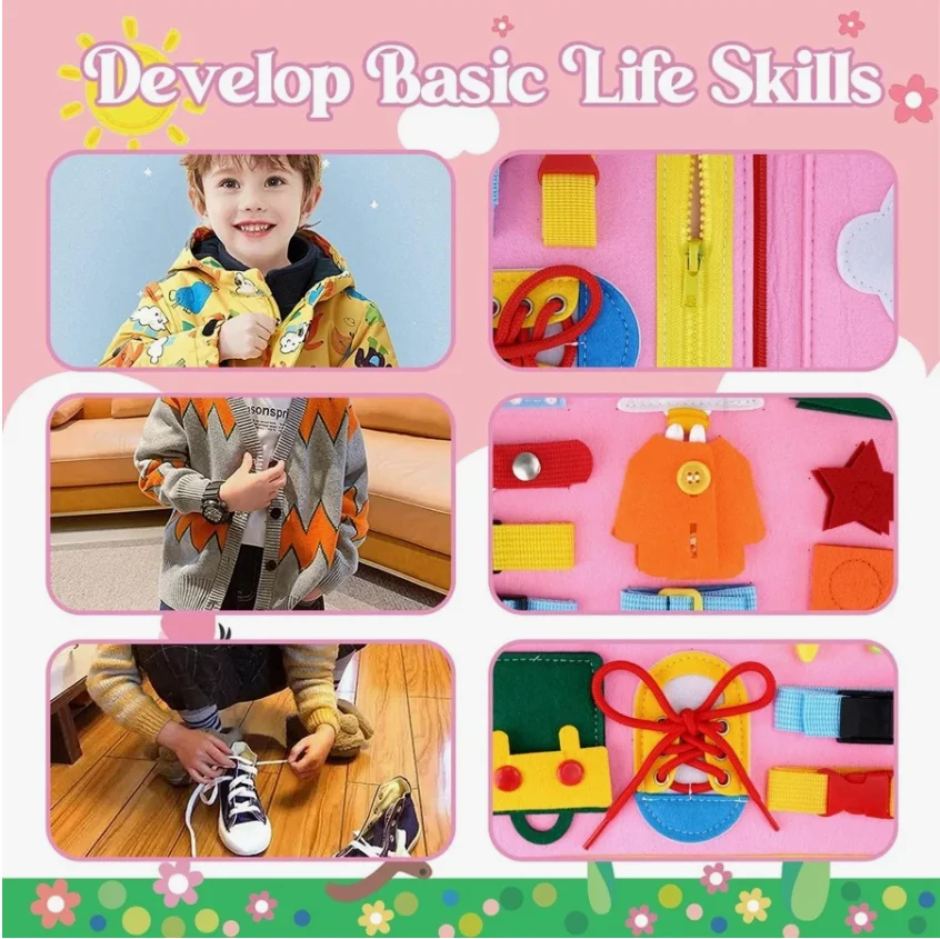 Montessori Toddler Busy Board,Autism Sensory Toys,Educational Activity Motor Skills Baby, Life Skills Learning Toys For Kids Montessori Toddler Busy Board,Autism Sensory Toys,Educational Activity Motor Skills Baby, Life Skills Learning Toys For Kids - Image 4