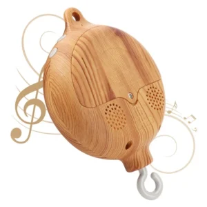 Krippe Glocke Rotary Spieluhr mit Liedern 0 12 Monate Baby Bett Hängende Glocke Spielzeug Motor Zubehör Anhänger Spielzeug Kindergarten Spielt Holzmaserung