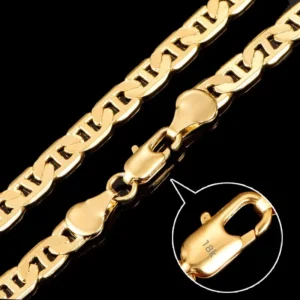 PABEYN Halskette aus 925er-Sterlingsilber, 6 mm, flache Tageskette, Halskette, Armband, Schmuck, Geschenke für Männer und Frauen, 20 cm/45–60 cm, 18 Karat Gold