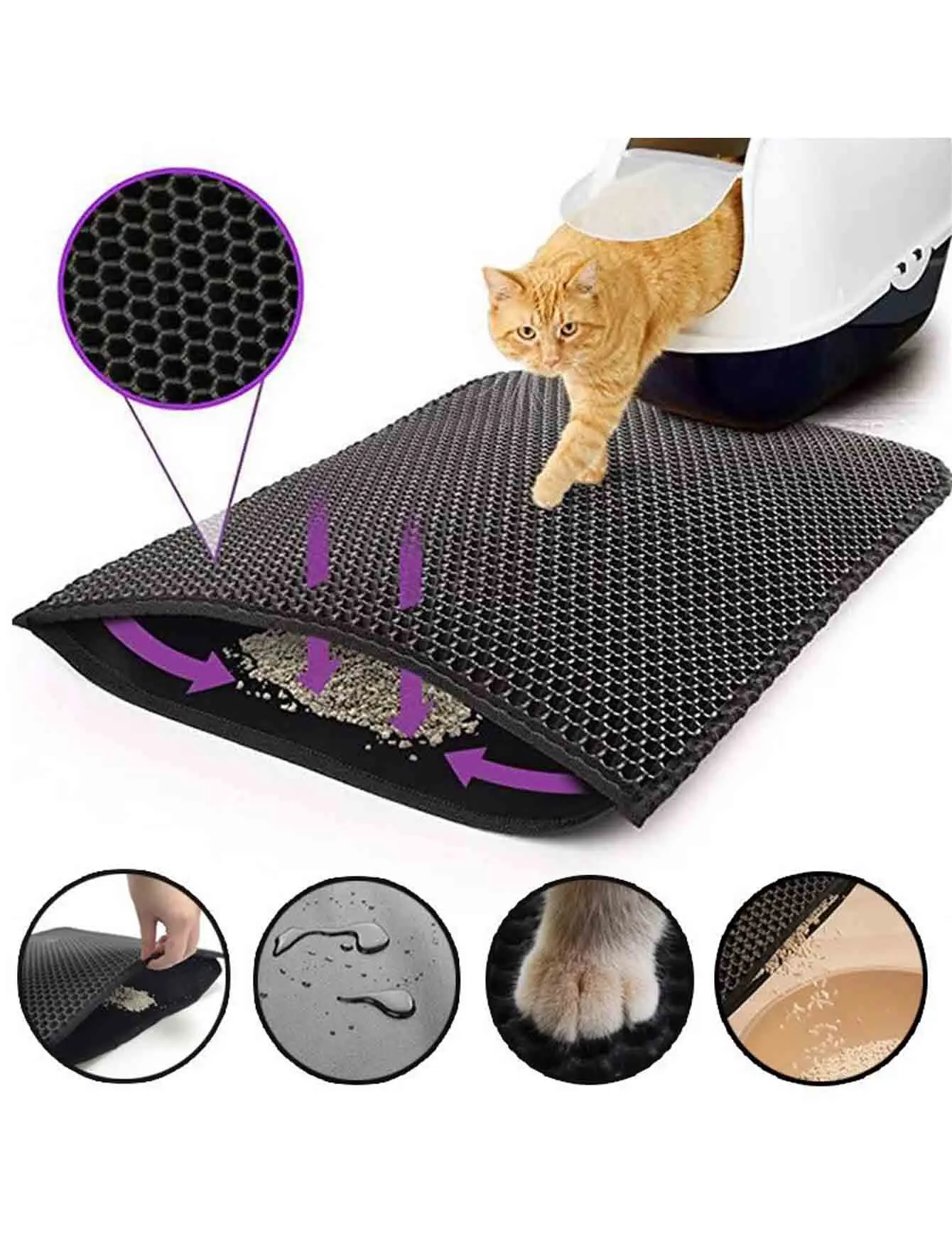 Cat Litter Mat Double Layer Pet Non Slip Big Pet Litter Box Filter Matwear Resistant Waterproof Anti-Slip Cat Litter Mat Cat Litter Mat Double Layer Pet Non Slip Big Pet Litter Box Filter Matwear Resistant Waterproof Anti-Slip Cat Litter Mat