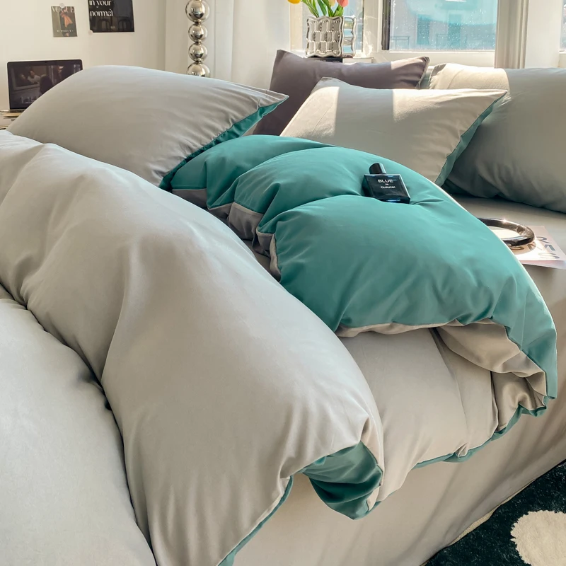 Ins Style Solid Color Duvet Cover Set Washed Cotton Bedclothes Comforter Cover Pillowcase Soft Bedding Sets Quilt Covers 220X240 Ins Style Solid Color Duvet Cover Set Washed Cotton Bedclothes Comforter Cover Pillowcase Soft Bedding Sets Quilt Covers 220X240 - Image 19