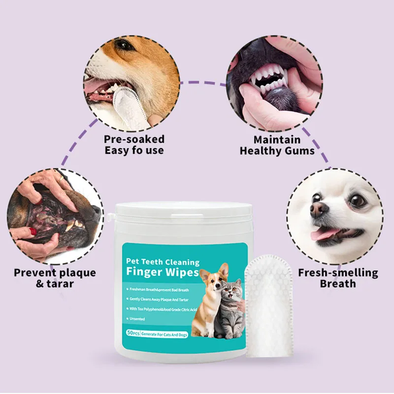 Pet Disposable Cleaning Wipes Dog Teeth Cleaning Finger Wipes Cat Ear And Eye Beauty Wipes Cat Hygiene And Beauty Products 50Pcs Pet Disposable Cleaning Wipes Dog Teeth Cleaning Finger Wipes Cat Ear And Eye Beauty Wipes Cat Hygiene And Beauty Products 50Pcs - Image 4