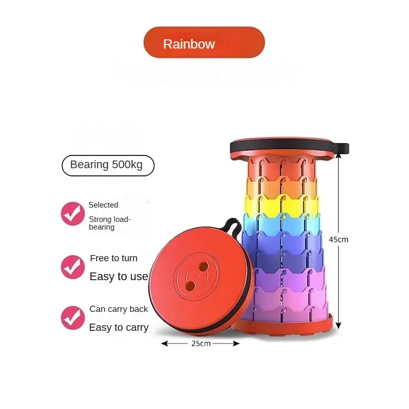 Collapsible Stool Portable Folding Expandable Stool With Carrying Straps Home Space Saving Furniture Stools For Camping Fishing Collapsible Stool Portable Folding Expandable Stool With Carrying Straps Home Space Saving Furniture Stools For Camping Fishing - Image 7