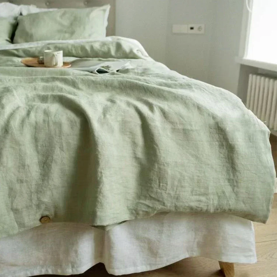 100% Linen Bed Duvet Cover Stone Washed France Linen Solid Color Breathable Sheets Pillowcase Home Textiles Bedding 100% Linen Bed Duvet Cover Stone Washed France Linen Solid Color Breathable Sheets Pillowcase Home Textiles Bedding