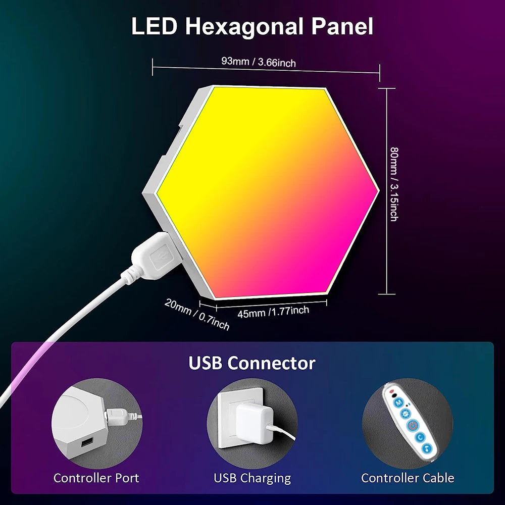 Rgb Smart Sechseckige Wand Lampe Farbwechsel Umgebungs Nachtlicht Diy Form Musik Rhythmus App Für Spiel Zimmer Schlafzimmer Intelligente Rgb Smart Sechseckige Wand Lampe Farbwechsel Umgebungs Nachtlicht Diy Form Musik Rhythmus App Für Spiel Zimmer Schlafzimmer Intelligente - Image 6