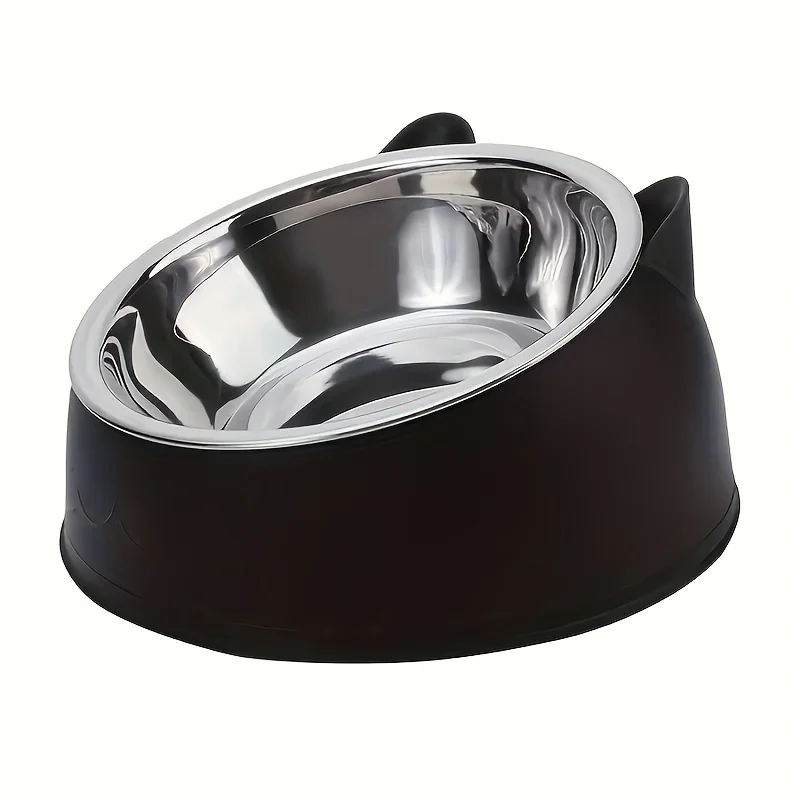 1Pc Elevated Stainless Steel Cat Bowl, Inclined Food &Amp; Water Dish With Cute Ear Stand, Neck Protection Design For Cats 1Pc Elevated Stainless Steel Cat Bowl, Inclined Food &Amp; Water Dish With Cute Ear Stand, Neck Protection Design For Cats - Image 11