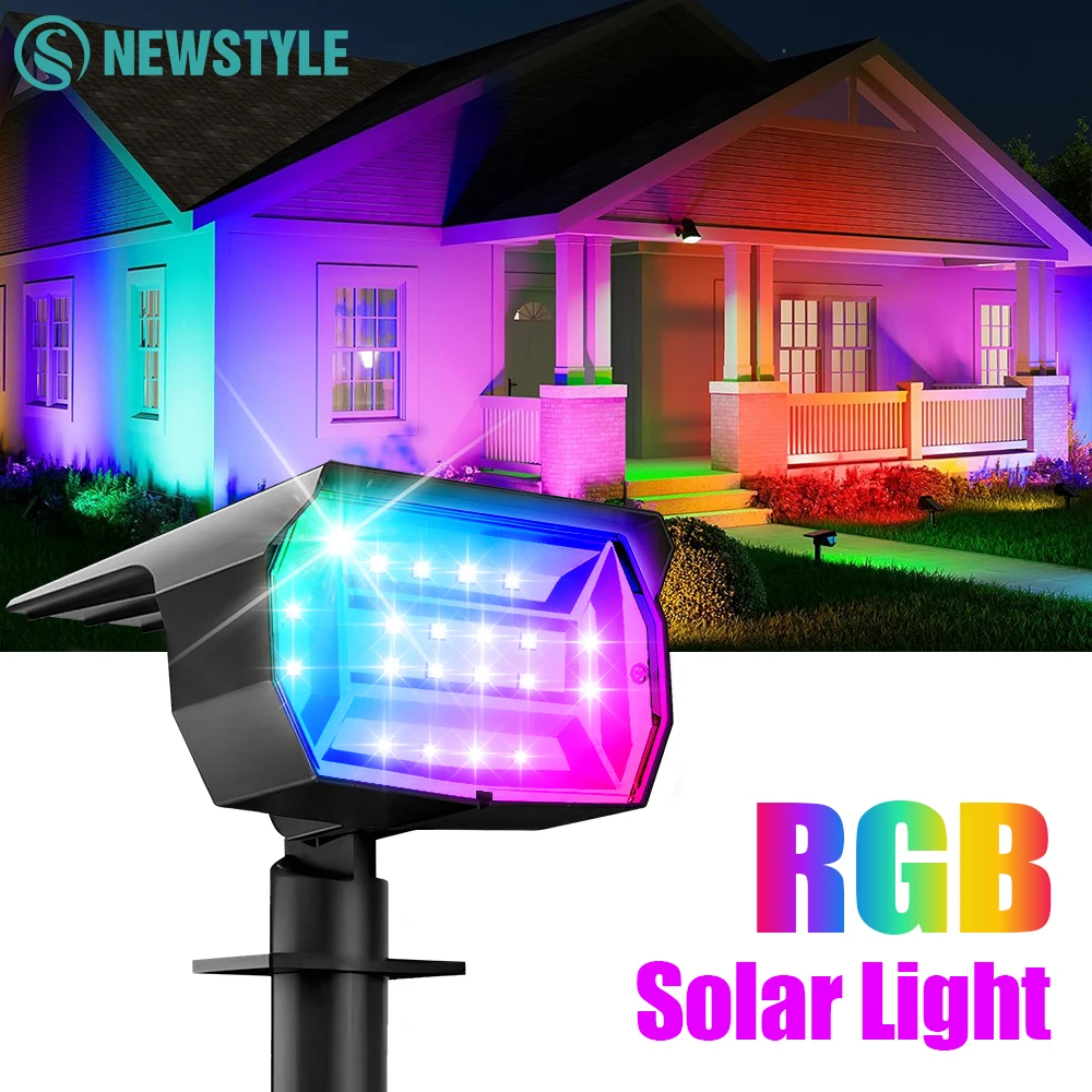 20 Led Solar-Gartenstrahler Rgb – Farbwechselnde Außenbeleuchtung Mit Ip65-Schutz Für Garten, Landschaft Und Terrasse Solar-Gartenstrahler
