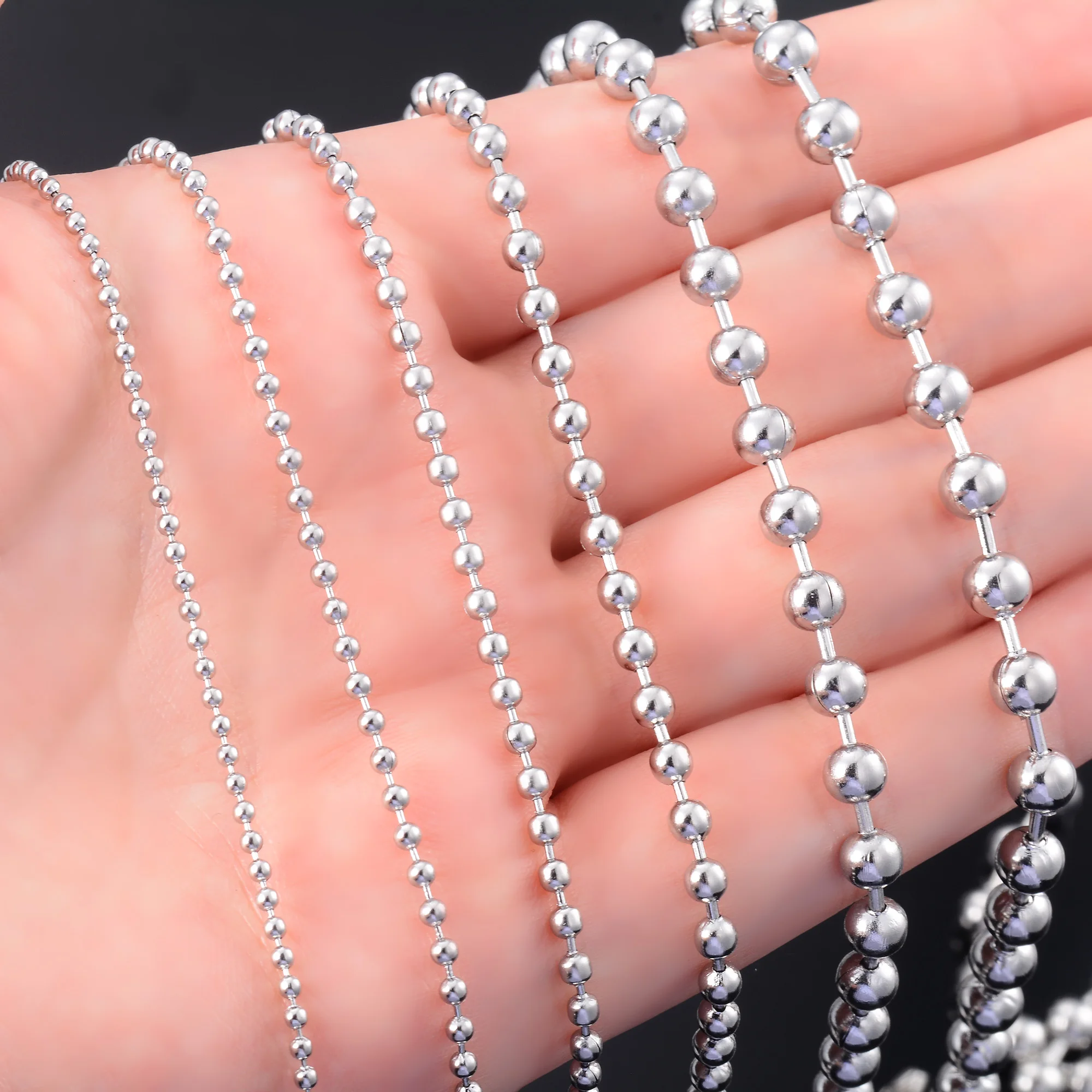 Round Bead Chain On The Neck Rolo Ball Necklace Stainless Steel Jewelry Accessories For Women Men Waterproof Choker Silver Color Round Bead Chain On The Neck Rolo Ball Necklace Stainless Steel Jewelry Accessories For Women Men Waterproof Choker Silver Color - Image 5