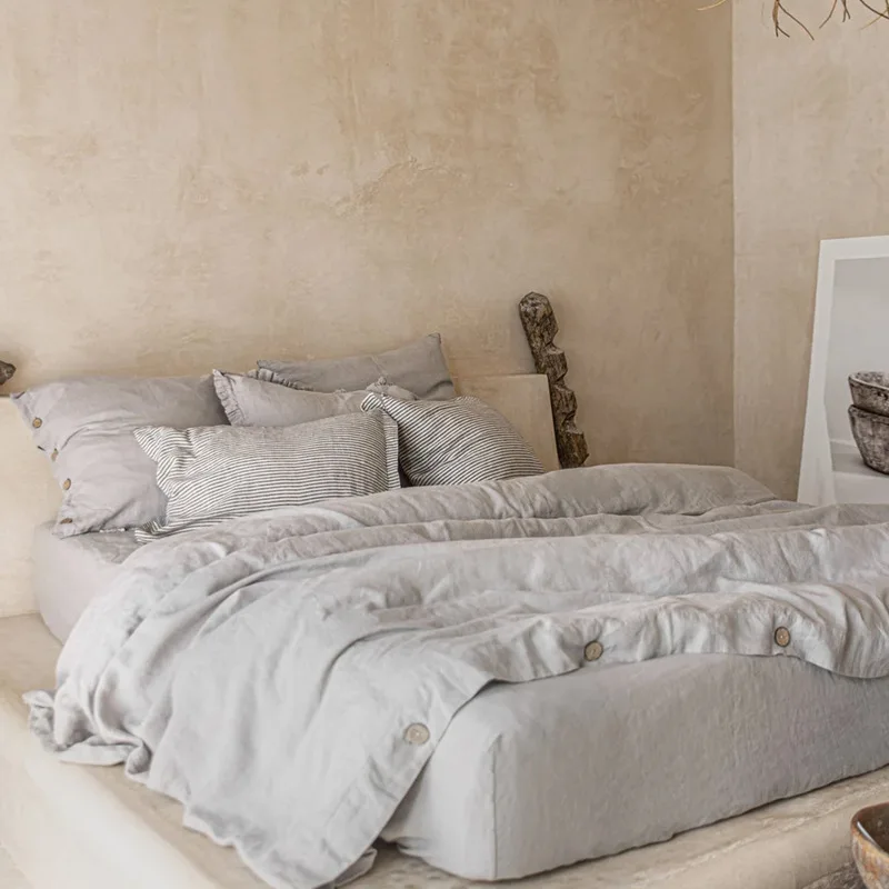 100% Linen Bed Duvet Cover Stone Washed France Linen Solid Color Breathable Sheets Pillowcase Home Textiles Bedding 100% Linen Bed Duvet Cover Stone Washed France Linen Solid Color Breathable Sheets Pillowcase Home Textiles Bedding - Image 13