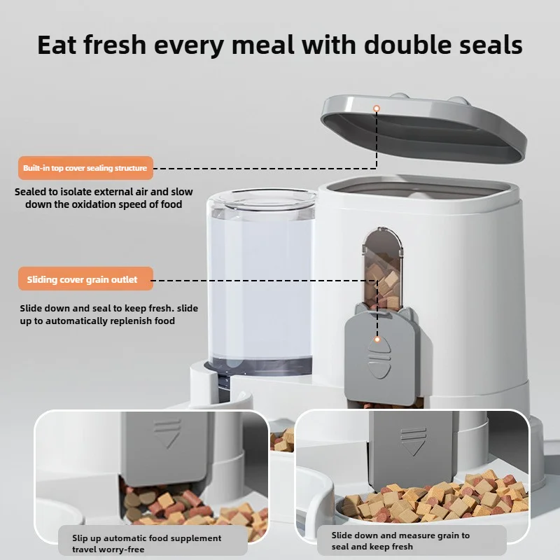 Cat Bowl Automatic Feeder With Spill Proof Design With Water Fountain Pet Food Dispenser For Small Medium Large Cats Dogs Cat Bowl Automatic Feeder With Spill Proof Design With Water Fountain Pet Food Dispenser For Small Medium Large Cats Dogs - Image 4