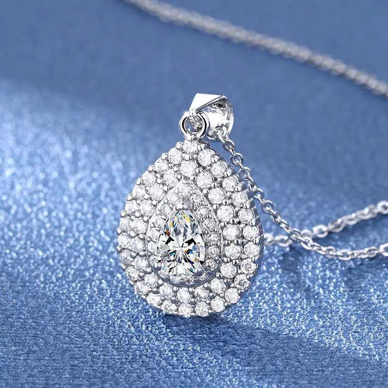 Halskette Aus 925Er-Sterlingsilber Mit Glänzendem Zirkon Für Damen, Hochzeitsschmuck, Verlobungsanhänger, Party-Geschenk, Königlicher Wassertropfen Halskette Aus 925Er-Sterlingsilber Mit Glänzendem Zirkon Für Damen, Hochzeitsschmuck, Verlobungsanhänger, Party-Geschenk, Königlicher Wassertropfen - Image 5