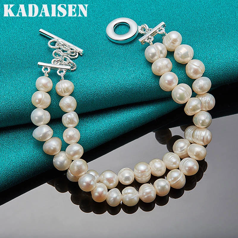 925 Sterling Silber Natürliche Süßwasserperlen-Kette 20Cm Armband Für Damen Hochzeit Verlobung Mode Charm Schmuck 925 Sterling Silber Natürliche Süßwasserperlen-Kette 20Cm Armband Für Damen Hochzeit Verlobung Mode Charm Schmuck - Image 4
