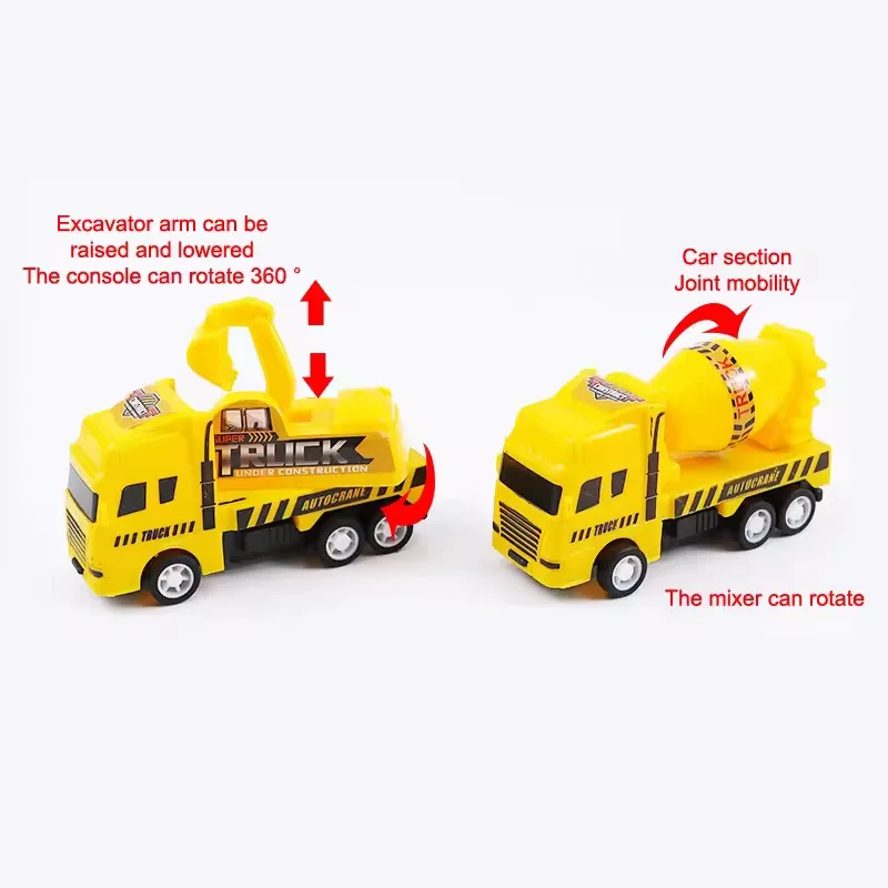 4Er-Pack Rückzieh-Autos, Reibungsgetriebene Spielzeugfahrzeuge Bau-Set - Muldenkipper Kran Für Kleinkinder Jungen Mädchen Geschenk 4Er-Pack Rückzieh-Autos, Reibungsgetriebene Spielzeugfahrzeuge Bau-Set - Muldenkipper Kran Für Kleinkinder Jungen Mädchen Geschenk - Image 3