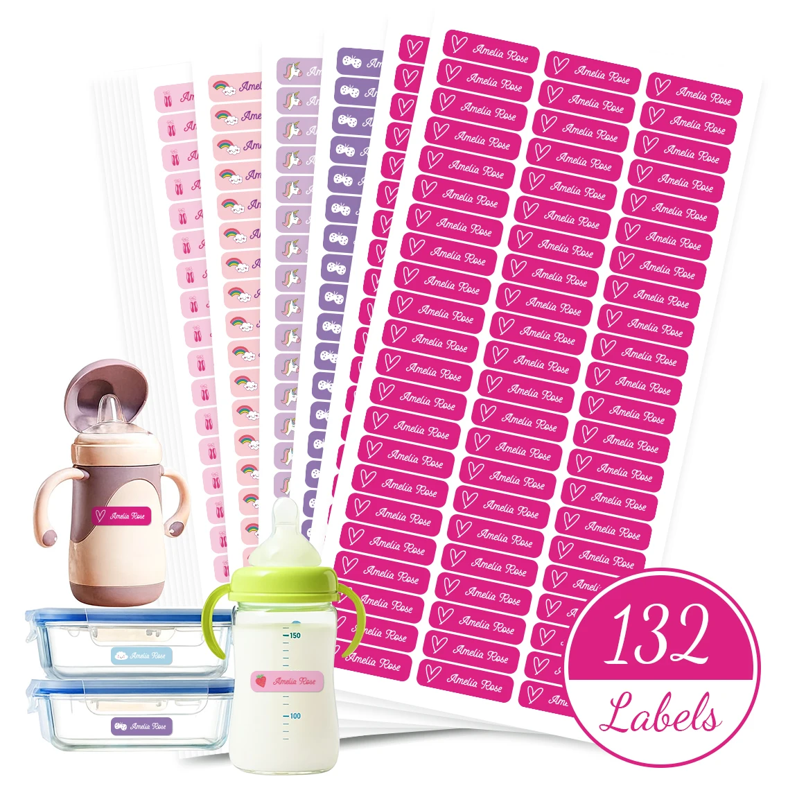 132, Personalisierte Namensaufkleber Für Kinder, Individuelle Wasserfeste Namensetiketten Für Flaschen, Lunchboxen, Schulbedarf 132, Personalisierte Namensaufkleber Für Kinder, Individuelle Wasserfeste Namensetiketten Für Flaschen, Lunchboxen, Schulbedarf - Image 3