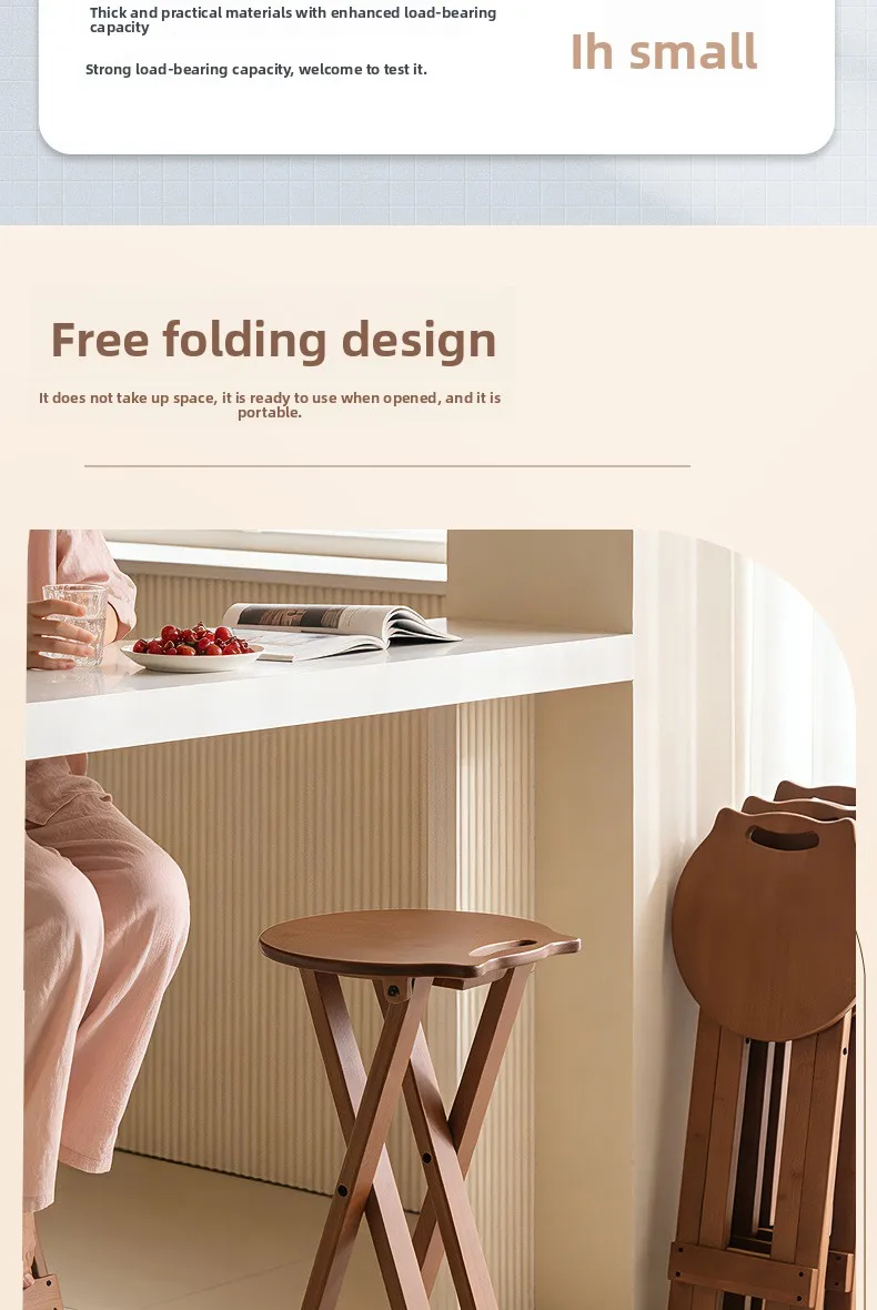 Retro Style Bamboo Folding Stool, Household Foldable Round Stool, Foldable High Stool, Bar Stool, Restaurant Dining Stool Retro Style Bamboo Folding Stool, Household Foldable Round Stool, Foldable High Stool, Bar Stool, Restaurant Dining Stool - Image 11