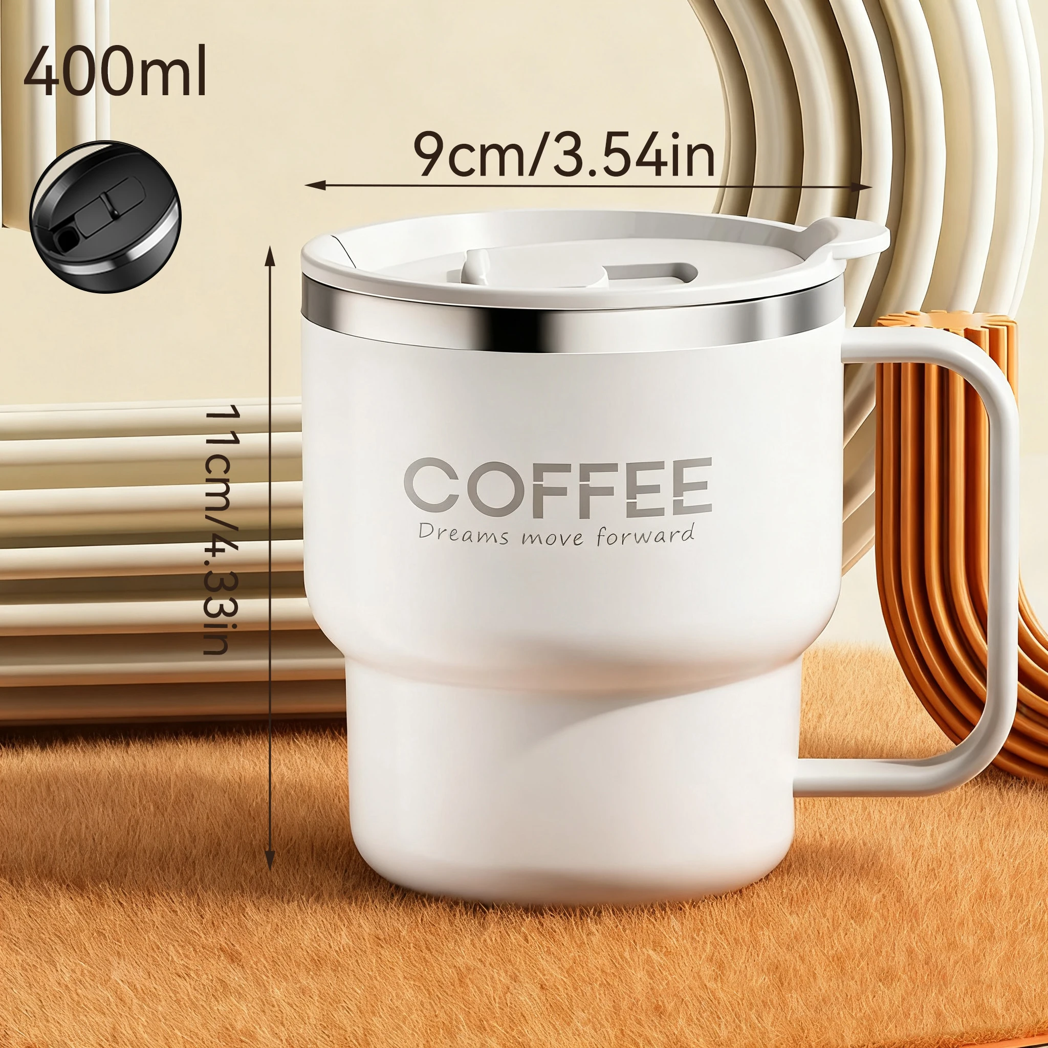 Worthbuy Tragbare Isolierte Kaffeetasse Aus Edelstahl 304, Doppellagiger Milchkaffeebecher, Versiegelter Trinkbecher Für Kaltes Und Heißes Wasser Worthbuy Tragbare Isolierte Kaffeetasse Aus Edelstahl 304, Doppellagiger Milchkaffeebecher, Versiegelter Trinkbecher Für Kaltes Und Heißes Wasser - Image 2